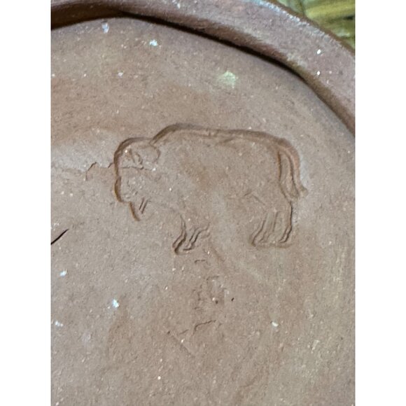 Vintage Buffalo Pottery Cerulean & Terracotta Ceramic Bowl  Decorations - Picture 6 of 6